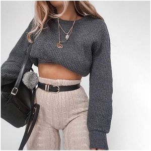 Charcoal grey cropped sweater